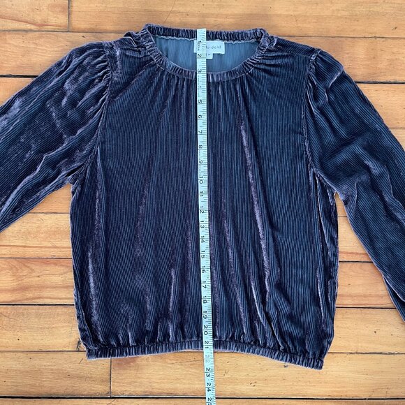 Bella Dahl Eggplant Silk Blend Velvet Long Sleeve Top, Size Medium - Picture 9 of 10